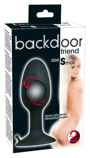 You2Toys Small Silicone Plug with Rotating Ball, Black, 8 cm