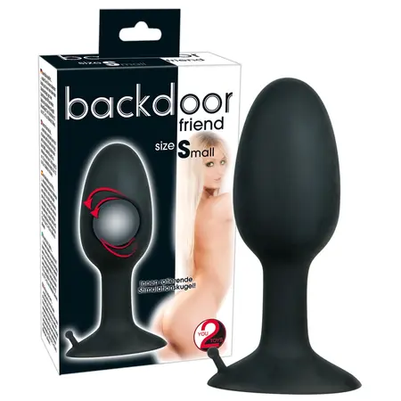 You2Toys Small Silicone Plug with Rotating Ball, Black, 8 cm