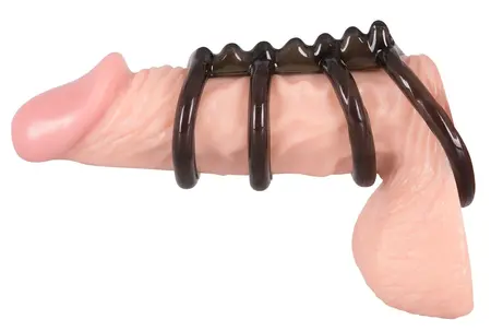 Bad Kitty Set of 4 Connected Intimate Rings Smoky Black TPE 6.5cm