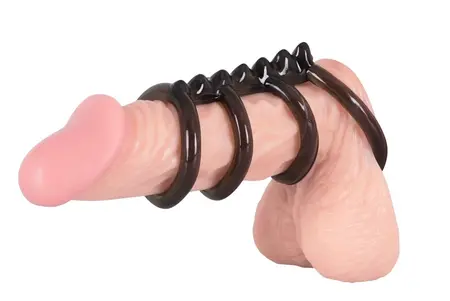 Bad Kitty Set of 4 Connected Intimate Rings Smoky Black TPE 6.5cm
