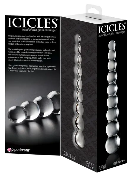 Pipedream Icicles No. 2 Glass Intimate Wand with Beaded Texture 22.5cm Clear