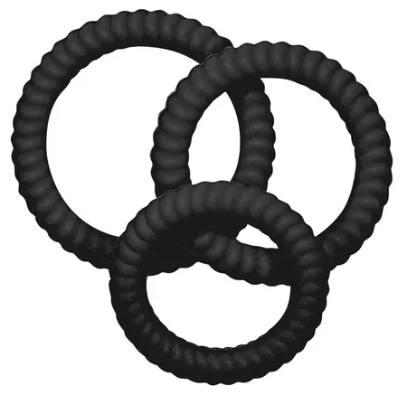 Lust 3 Silicone Intimate Rings Set Black - 3 Sizes