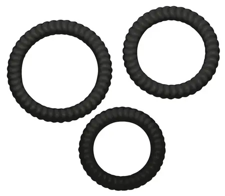 Lust 3 Silicone Intimate Rings Set Black - 3 Sizes