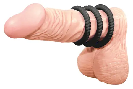 Lust 3 Silicone Intimate Rings Set Black - 3 Sizes