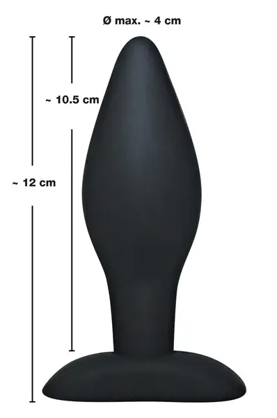 Black Velvets Silicone Large Anal Plug 12 cm Smooth Surface Black