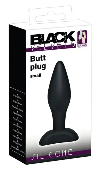 Black Velvets Small Plug Silicone 9cm Compact Anatomical Model Black