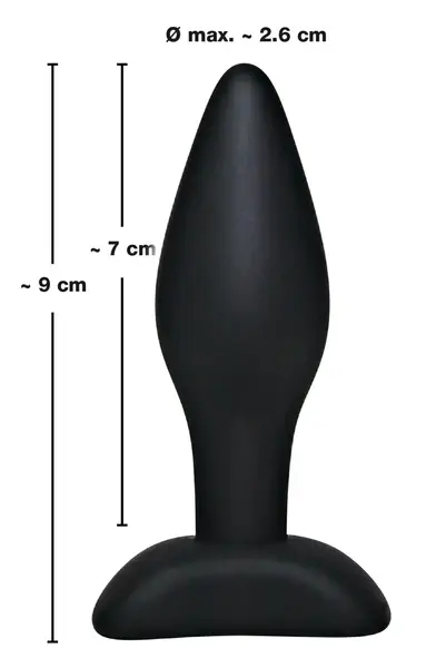 Black Velvets Small Plug Silicone 9cm Compact Anatomical Model Black