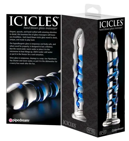 Pipedream Icicles No. 5 Glass Massage Tool Spiral Pattern 18.5cm