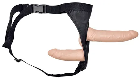 You2Toys Double Dong Strap-On Adjustable Harness 19cm/13cm Black