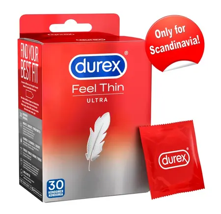 Durex Feel Ultra Thin 30 pcs - Enhanced Comfort & Sensitivity Condoms
