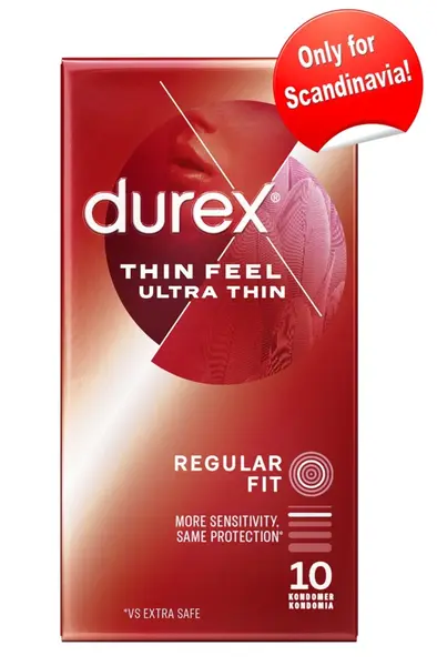 Durex Feel Ultra Thin 10 pcs - Extra Thin, Lubricated, Transparent Condoms