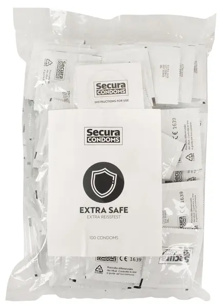 Secura Extra Safe 100pcs - Reinforced Transparent Latex System, 52mm