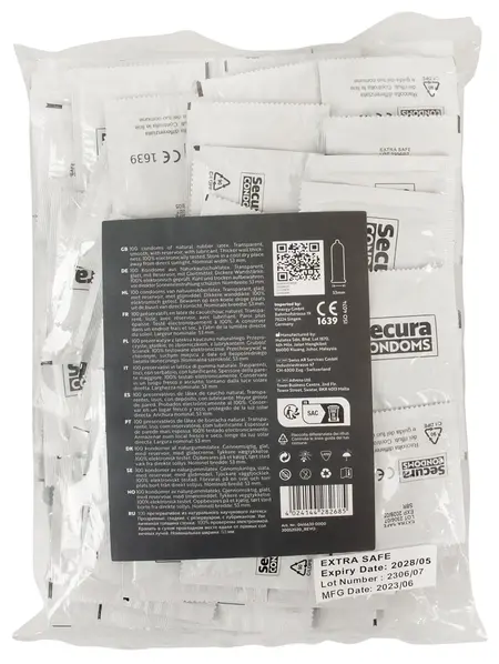 Secura Extra Safe 100pcs - Reinforced Transparent Latex System, 52mm