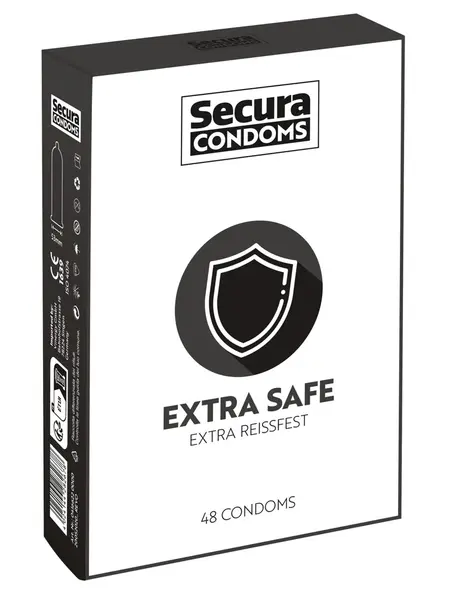 Secura Extra Safe Condoms 48 pcs - Reinforced, Silicone-Coated, Vegan