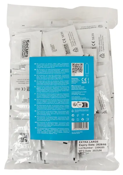 Secura Extra Wet 100pcs Silicone-Coated Transparent Condoms Vegan