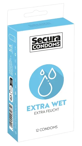 Secura Extra Wet 12pcs Silicone Coated Vegan Transparent Condoms