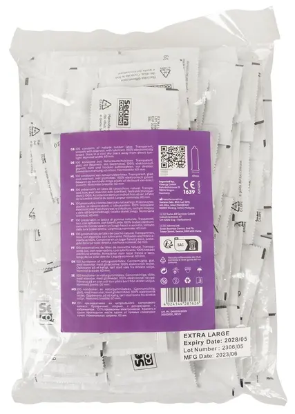 Secura Extra Large 100pcs Intimate Protection Vegan, 60mm, Transparent