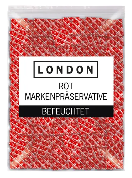 London Red 1000 pcs Strawberry Flavoured Lubricated Condoms 56mm