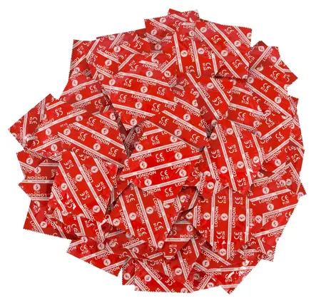 London Red 1000 pcs Strawberry Flavoured Lubricated Condoms 56mm