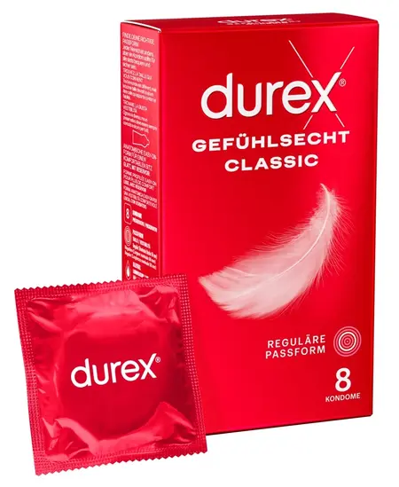 Durex Gefuhlsecht Classic 8pcs Ultra-Thin Anatomical Condoms