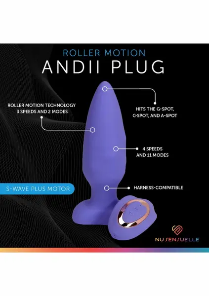 Andii Roller Motion анален разширител с дистанционно, черен, 11 режима