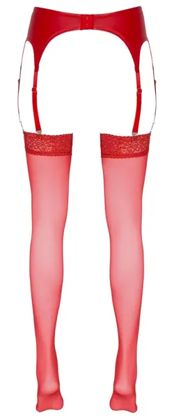 Cottelli Collection Red 20 Denier Stockings Wide Lace Top - Size Universal
