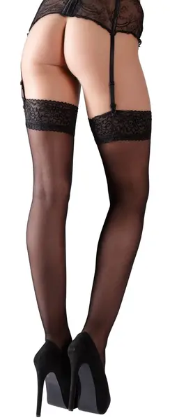 Cottelli Collection Stockings Black Wide Lace Top, Size Universal