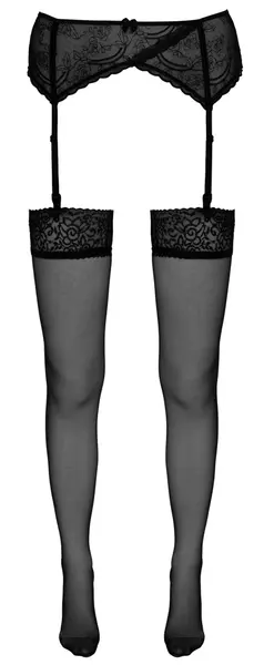 Cottelli Collection Stockings Black Wide Lace Top, Size Universal
