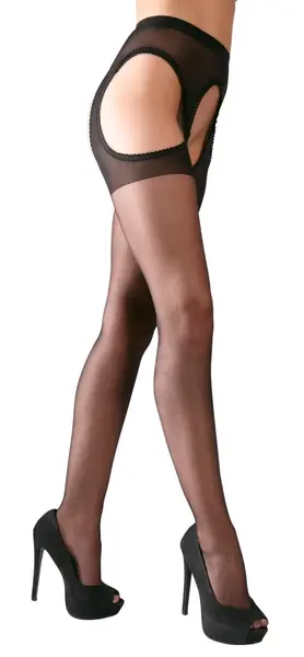 Cottelli Collection Black Suspender-Style Tights S/M Lace Detail