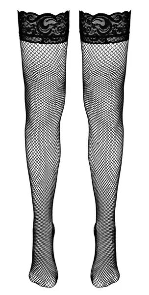 Cottelli Collection Lace Top Hold-Up Stockings Black M Non-Slip Finish