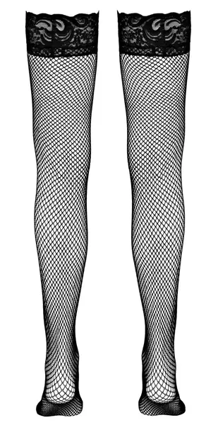 Cottelli Collection Net Hold-up Stockings Black S Lace Top Silicone Grip