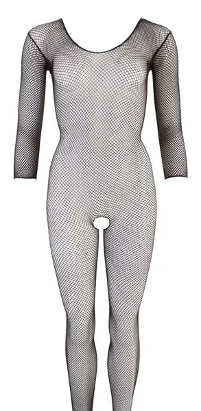 Cottelli Collection Seamless Net Catsuit Black S-L, Long Sleeve Bodysuit