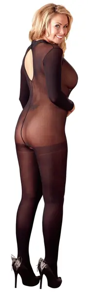 Cottelli Collection Power Net Bodysuit XL-XXL, Lace Collar, Crotchless