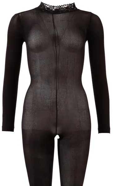 Cottelli Collection Power Net Bodysuit XL-XXL, Lace Collar, Crotchless