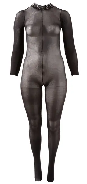 Cottelli Collection Power Net Bodysuit XL-XXL, Lace Collar, Crotchless