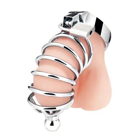 Blueline Stainless Steel Cage with Perineal Extension, Metal, Silver