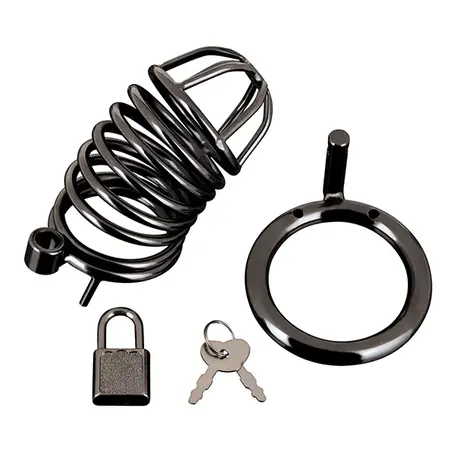 Blueline Deluxe Metal Chastity System Black Ergonomic Design