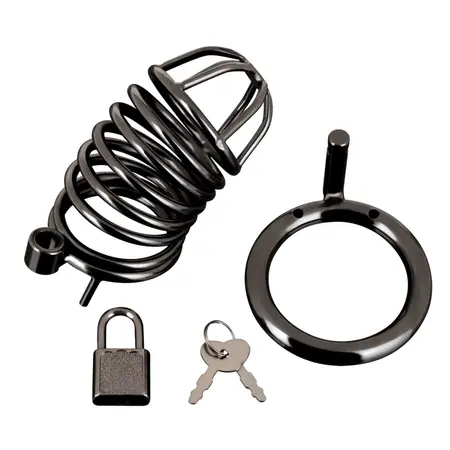 Blueline Deluxe Metal Chastity System Black Ergonomic Design