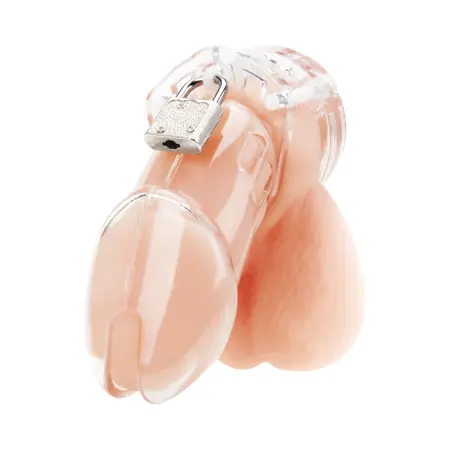 Blueline Acrylic Transparent Chastity System with Lock - Ergonomic Design