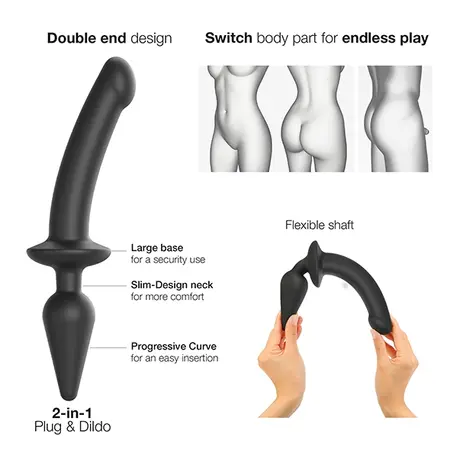 Strap-On-Me Switch Plug-In Hybrid Model S Black Silicone Attachment