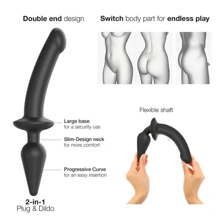 Strap-On-Me Switch Plug-In Hybrid Model S Black Silicone Attachment