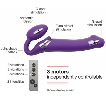 Strap-On-Me Vibrating Bendable System M Purple - 3 Motors, Remote, Silicone