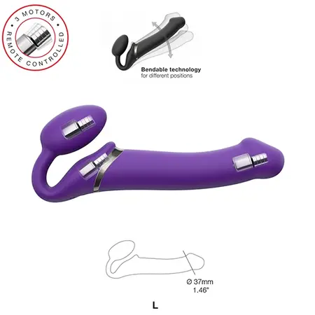 Strap-On-Me Vibrating Bendable System M Purple - 3 Motors, Remote, Silicone