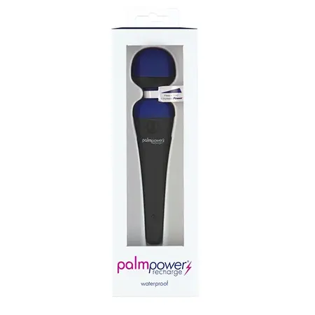 PalmPower Recharge Wand Massager Blue - Cordless Waterproof Model