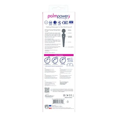PalmPower Recharge Wand Massager Blue - Cordless Waterproof Model