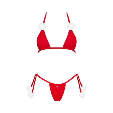 Obsessive Bobble Girl Festive Red Bra & Thong Set One Size