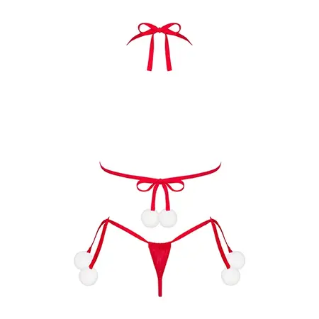 Obsessive Bobble Girl Festive Red Bra & Thong Set One Size