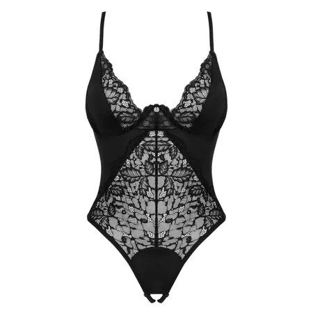 Obsessive Bellastia Black Lace Bodysuit with Adjustable Straps XL/2XL