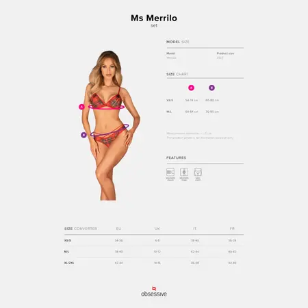Obsessive Ms Merrilo Festive Lingerie Set XS/S Red with Gold Accent