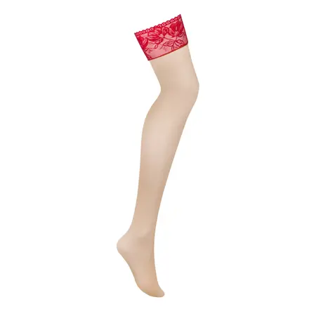 Obsessive Lacelove Stockings XL/2XL Red Lace - Elegant Garter Style